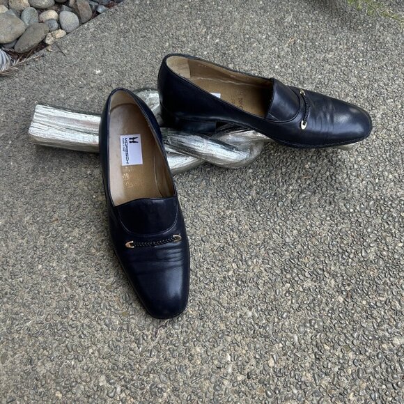 Moreschi Vintage Navy Blue Leather Men\'s Italian Dress Shoes Size 8.5 main image 6